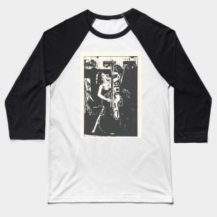 Double Bass time blues black and white Linoprint Baseball T-Shirt